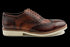 Zapatillas de vestir Oxford de cuero de plena flor en color marrón y con punta de ala para hombre